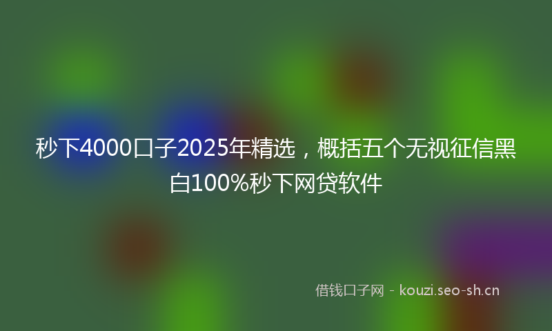 秒下4000口子2025年精选，概括五个无视征信黑白100%秒下网贷软件