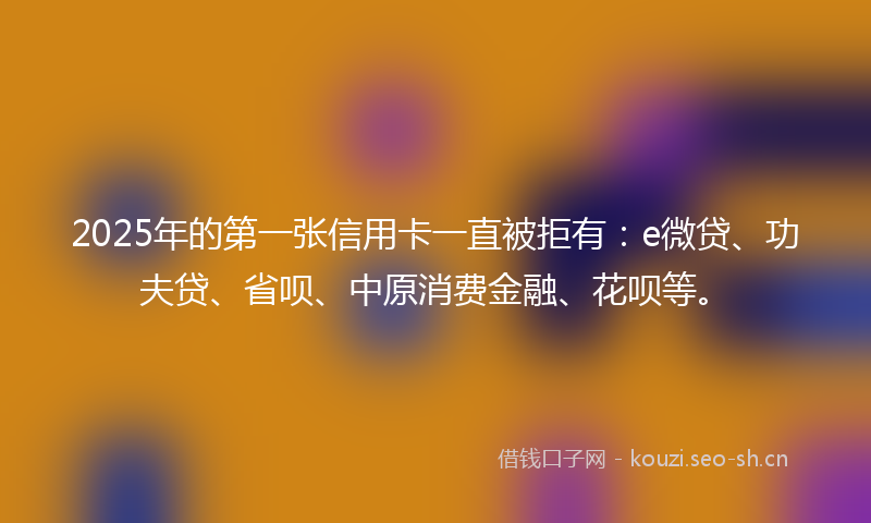 2025年的第一张信用卡一直被拒有：e微贷、功夫贷、省呗、中原消费金融、花呗等。
