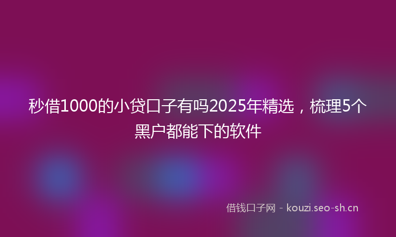 秒借1000的小贷口子有吗2025年精选，梳理5个黑户都能下的软件