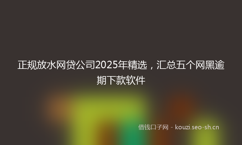 正规放水网贷公司2025年精选，汇总五个网黑逾期下款软件