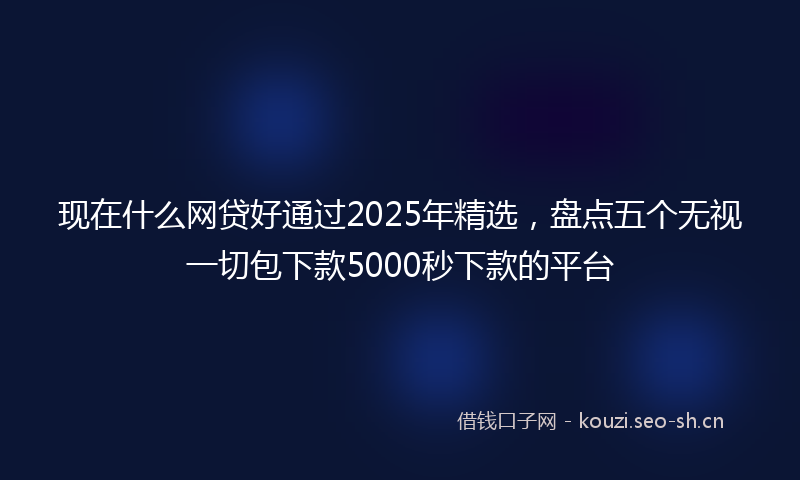 现在什么网贷好通过2025年精选，盘点五个无视一切包下款5000秒下款的平台