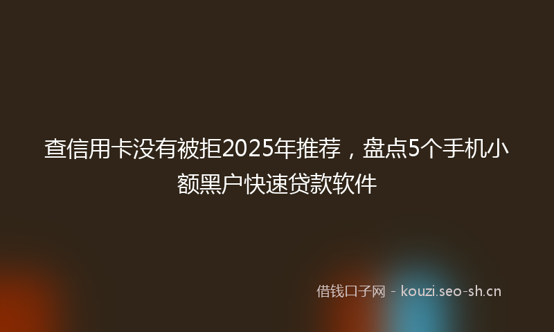 查信用卡没有被拒2025年推荐,盘点5个手机小额黑户快速贷款软件