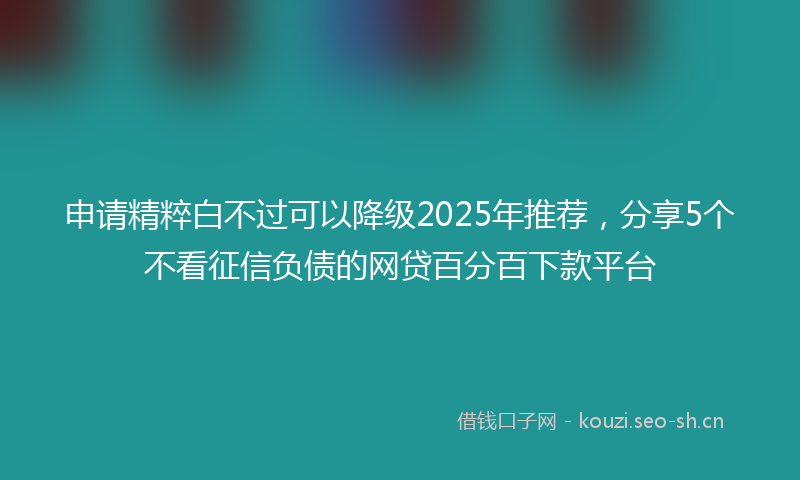 申请精粹白不过可以降级2025年推荐,分享5个不看征信负债的网贷百分百下款平台