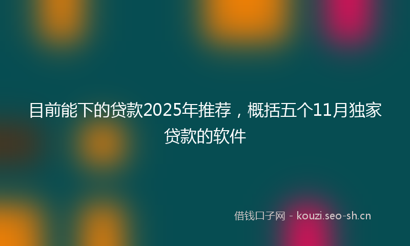 目前能下的贷款2025年推荐，概括五个11月独家贷款的软件