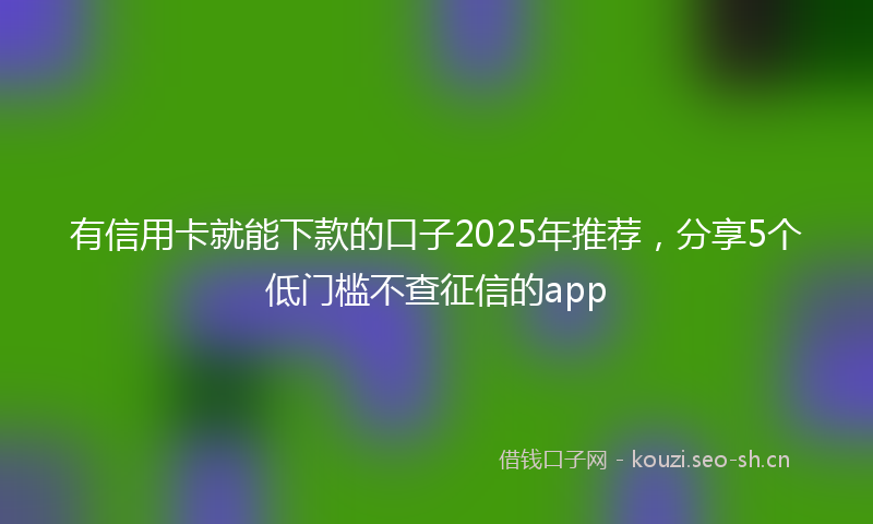 有信用卡就能下款的口子2025年推荐，分享5个低门槛不查征信的app