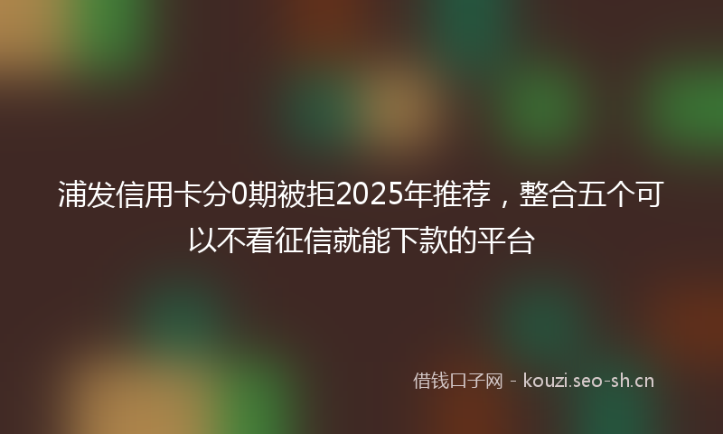 浦发信用卡分0期被拒2025年推荐，整合五个可以不看征信就能下款的平台