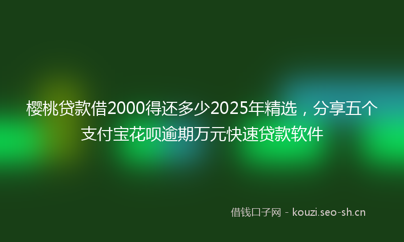 樱桃贷款借2000得还多少2025年精选，分享五个支付宝花呗逾期万元快速贷款软件