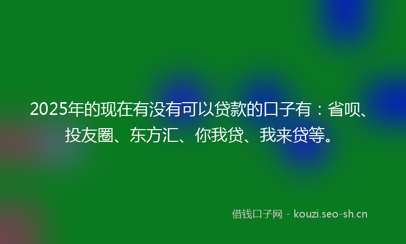 2025年的现在有没有可以贷款的口子有：省呗、投友圈、东方汇、你我贷、我来贷等。