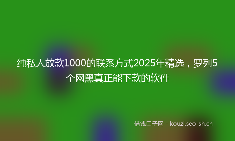 纯私人放款1000的联系方式2025年精选，罗列5个网黑真正能下款的软件