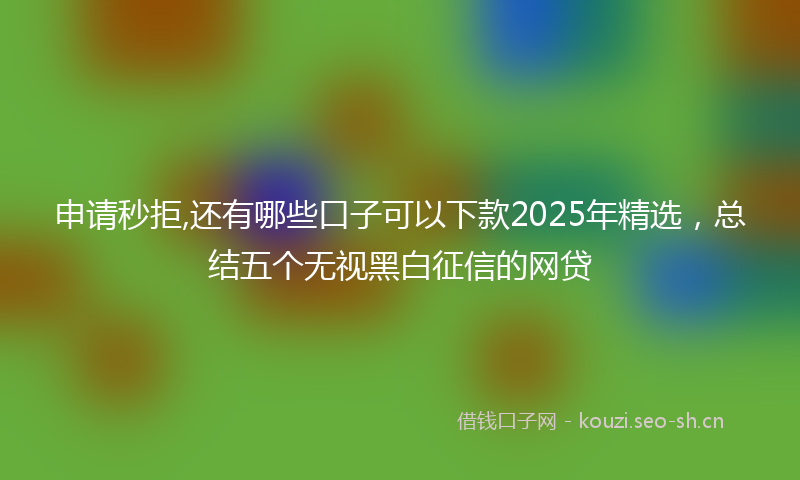 申请秒拒,还有哪些口子可以下款2025年精选,总结五个无视黑白征信的网贷