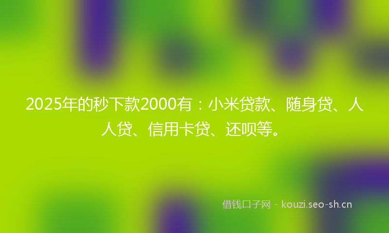2025年的秒下款2000有：小米贷款、随身贷、人人贷、信用卡贷、还呗等。
