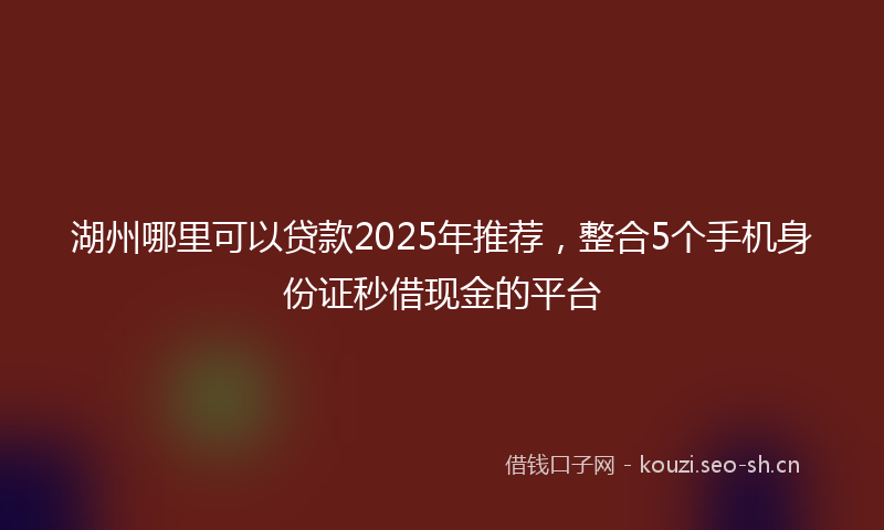 湖州哪里可以贷款2025年推荐，整合5个手机身份证秒借现金的平台
