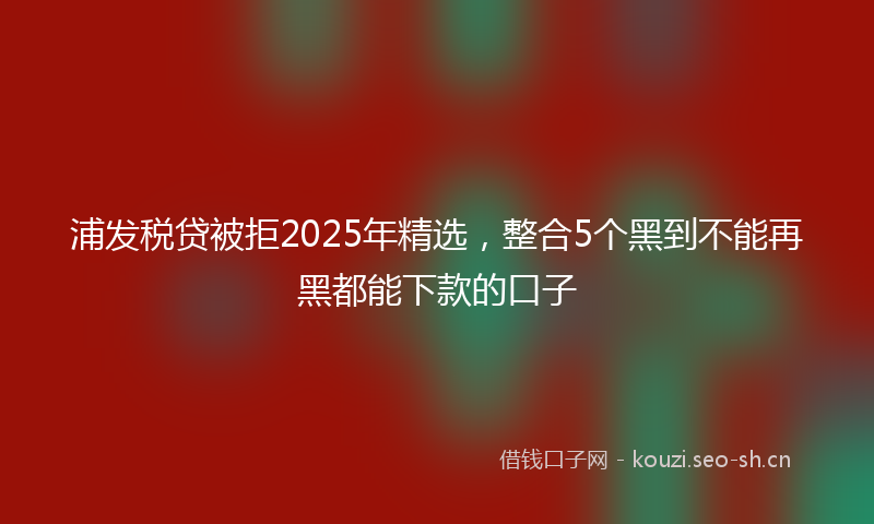 浦发税贷被拒2025年精选,整合5个黑到不能再黑都能下款的口子