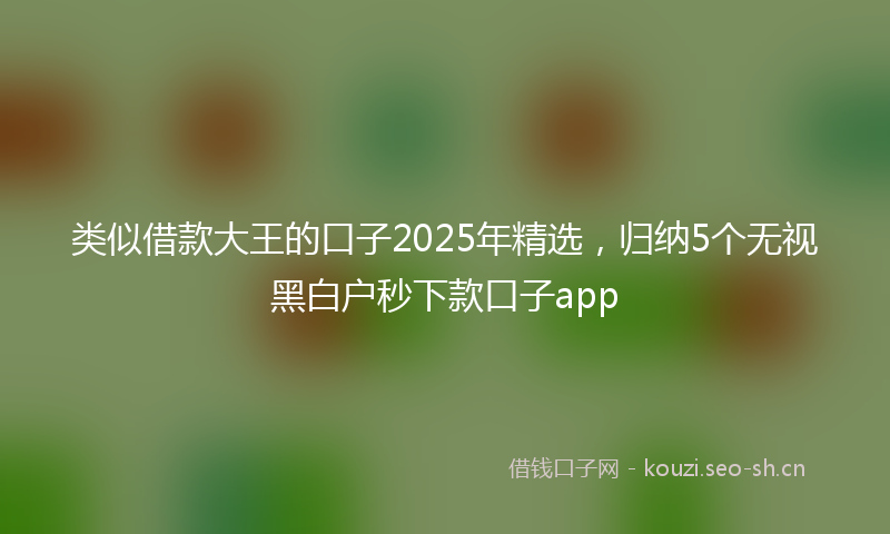 类似借款大王的口子2025年精选，归纳5个无视黑白户秒下款口子app