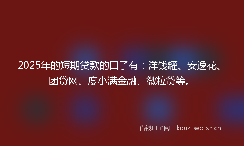 2025年的短期贷款的口子有：洋钱罐、安逸花、团贷网、度小满金融、微粒贷等。