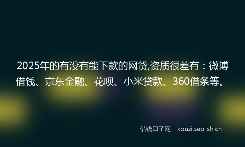 2025年的有没有能下款的网贷,资质很差有：微博借钱、京东金融、花呗、小米贷款、360借条等。