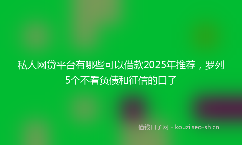 私人网贷平台有哪些可以借款2025年推荐，罗列5个不看负债和征信的口子