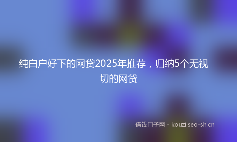 纯白户好下的网贷2025年推荐，归纳5个无视一切的网贷