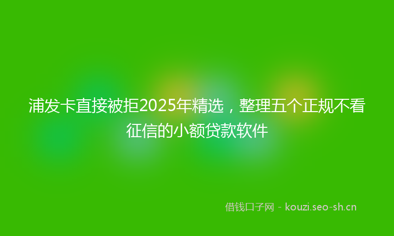 浦发卡直接被拒2025年精选，整理五个正规不看征信的小额贷款软件