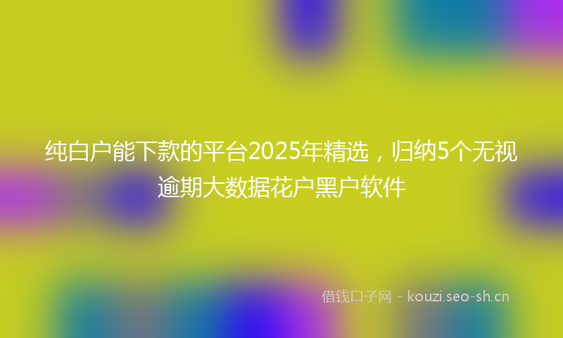 纯白户能下款的平台2025年精选,归纳5个无视逾期大数据花户黑户软件