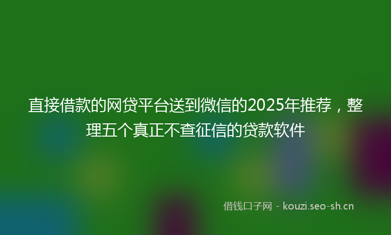 直接借款的网贷平台送到微信的2025年推荐，整理五个真正不查征信的贷款软件