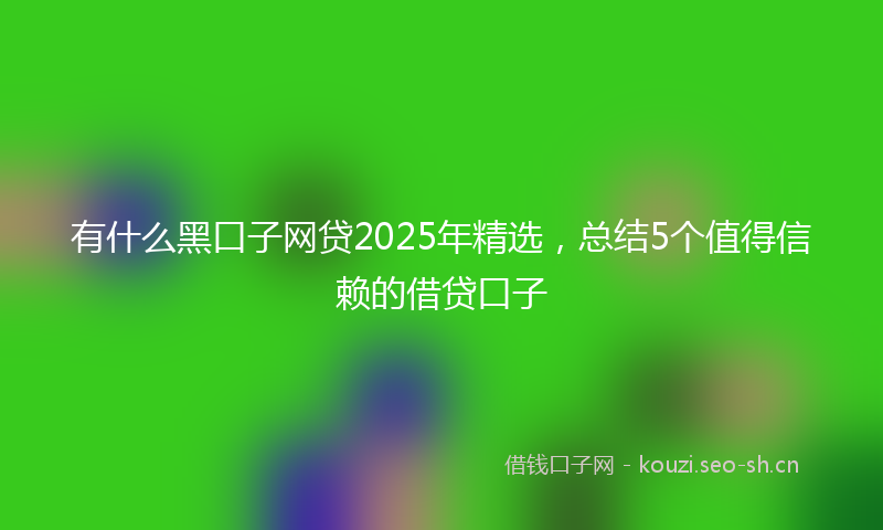 有什么黑口子网贷2025年精选，总结5个值得信赖的借贷口子