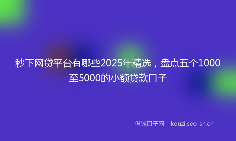 秒下网贷平台有哪些2025年精选，盘点五个1000至5000的小额贷款口子
