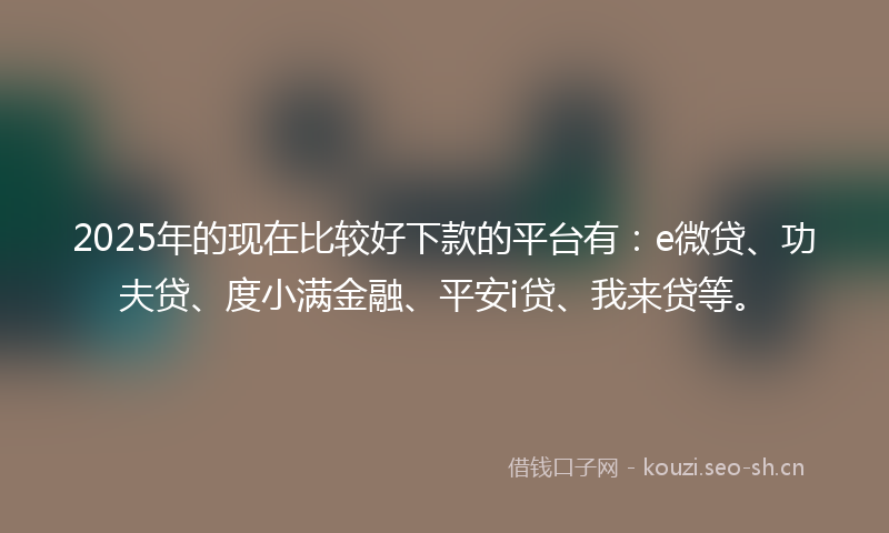 2025年的现在比较好下款的平台有：e微贷、功夫贷、度小满金融、平安i贷、我来贷等。