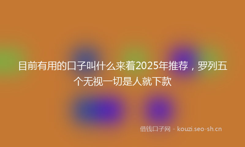 目前有用的口子叫什么来着2025年推荐，罗列五个无视一切是人就下款