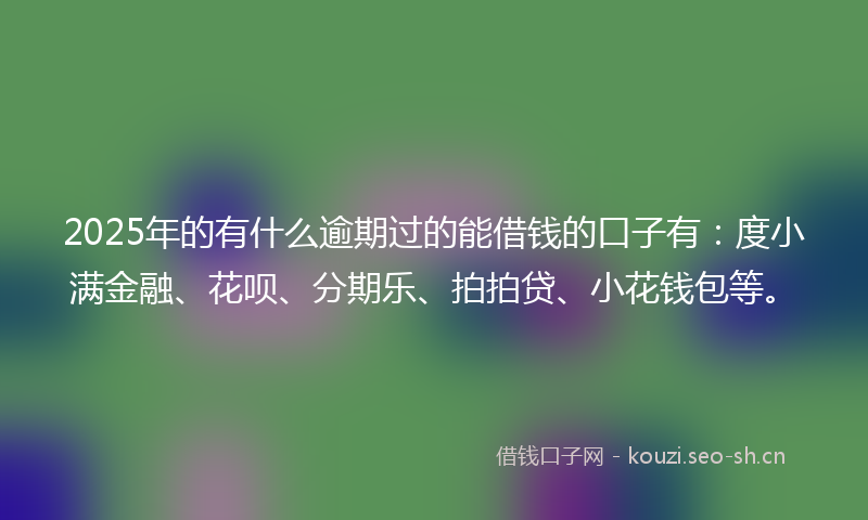 2025年的有什么逾期过的能借钱的口子有：度小满金融、花呗、分期乐、拍拍贷、小花钱包等。