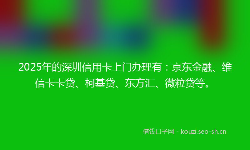 2025年的深圳信用卡上门办理有：京东金融、维信卡卡贷、柯基贷、东方汇、微粒贷等。