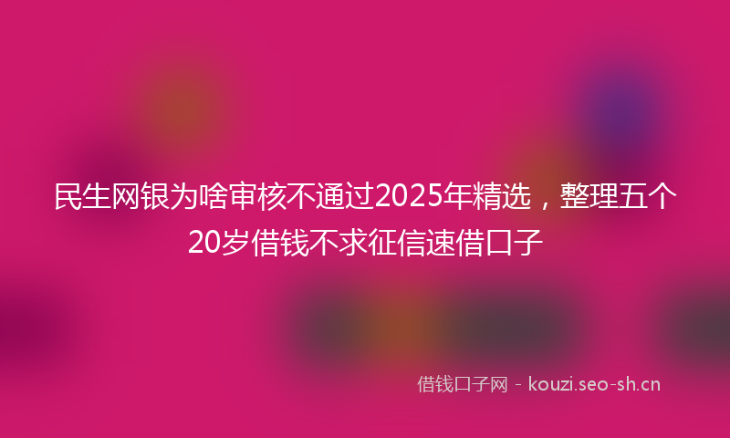 民生网银为啥审核不通过2025年精选，整理五个20岁借钱不求征信速借口子