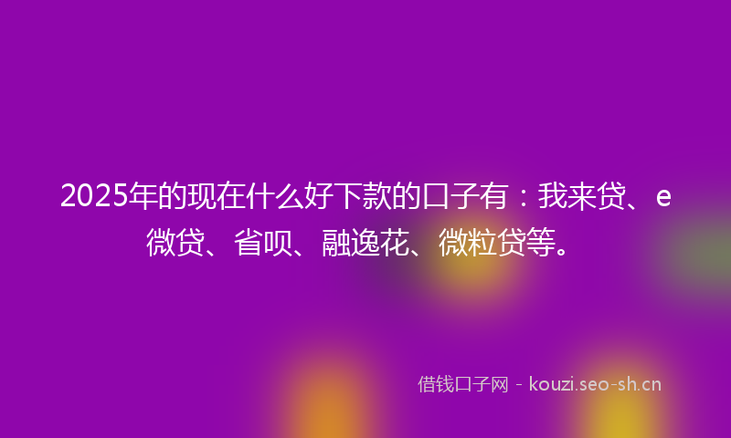 2025年的现在什么好下款的口子有：我来贷、e微贷、省呗、融逸花、微粒贷等。