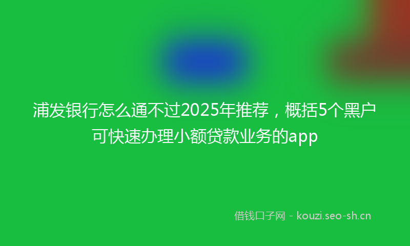 浦发银行怎么通不过2025年推荐，概括5个黑户可快速办理小额贷款业务的app