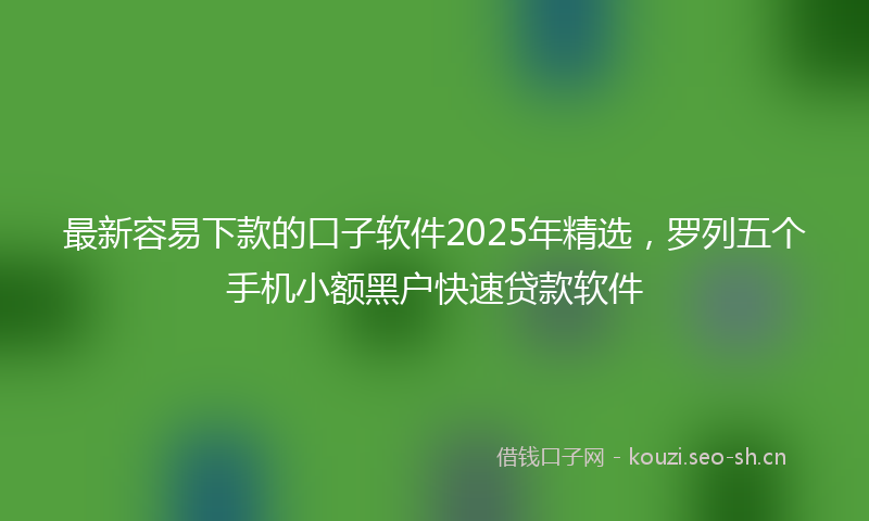 最新容易下款的口子软件2025年精选，罗列五个手机小额黑户快速贷款软件