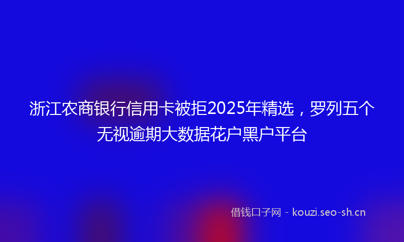 浙江农商银行信用卡被拒2025年精选，罗列五个无视逾期大数据花户黑户平台