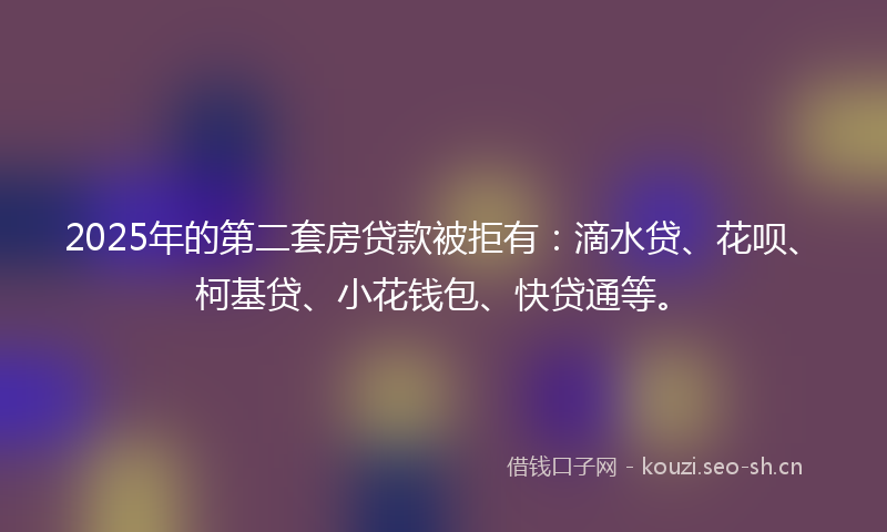 2025年的第二套房贷款被拒有：滴水贷、花呗、柯基贷、小花钱包、快贷通等。