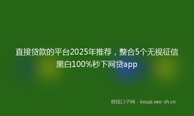 直接贷款的平台2025年推荐，整合5个无视征信黑白100%秒下网贷app