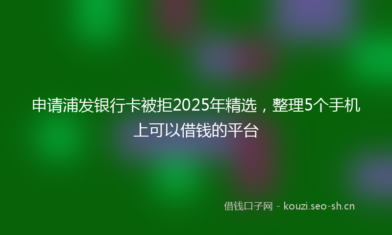 申请浦发银行卡被拒2025年精选，整理5个手机上可以借钱的平台