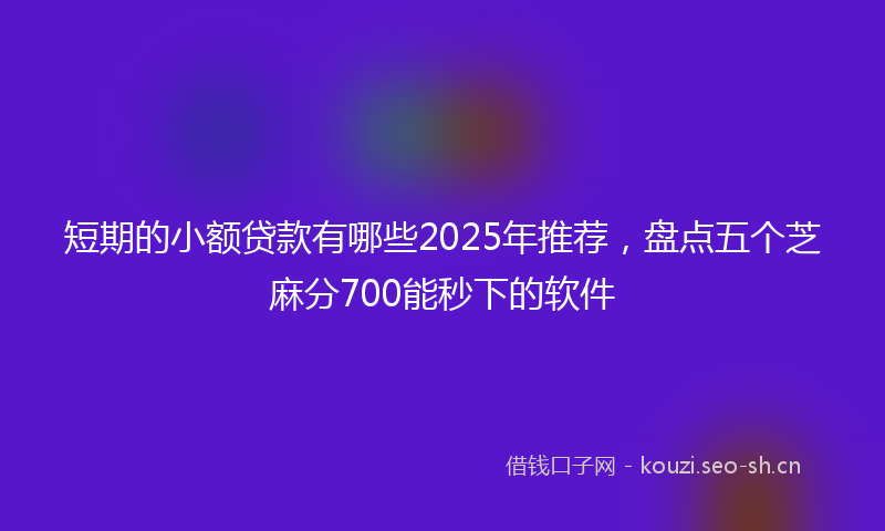 短期的小额贷款有哪些2025年推荐，盘点五个芝麻分700能秒下的软件