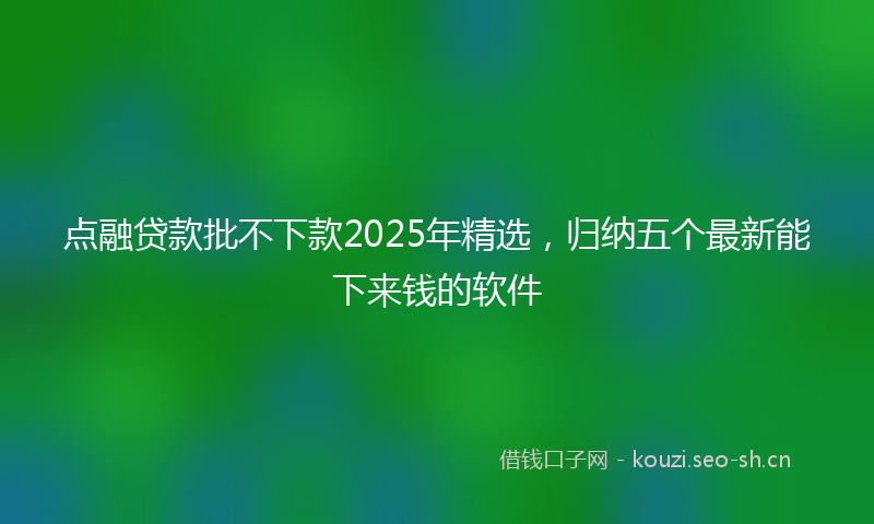 点融贷款批不下款2025年精选,归纳五个最新能下来钱的软件