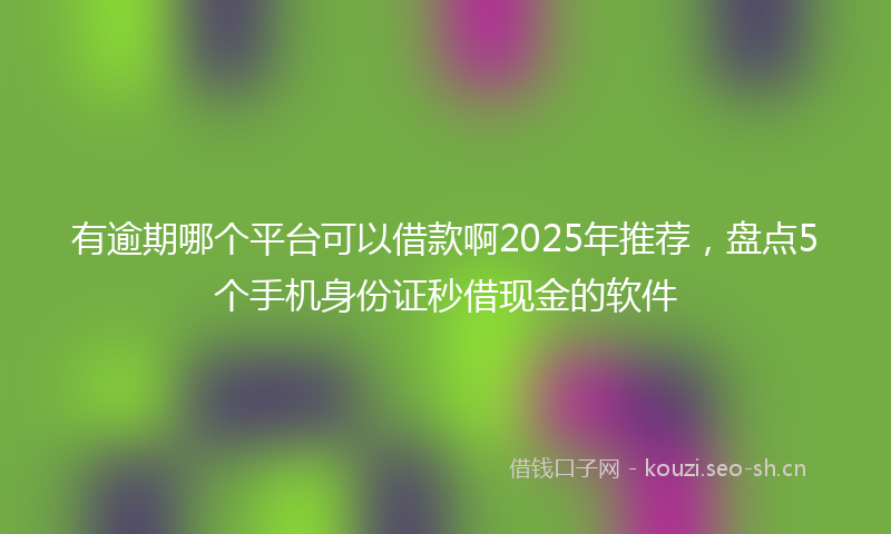 有逾期哪个平台可以借款啊2025年推荐，盘点5个手机身份证秒借现金的软件
