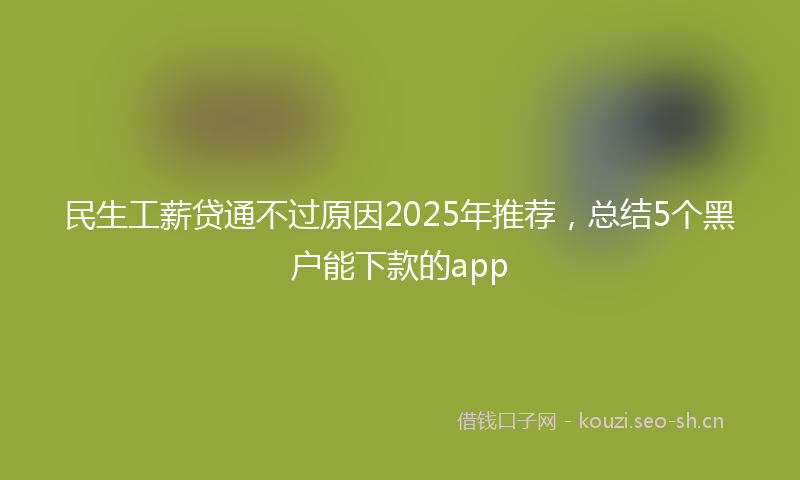 民生工薪贷通不过原因2025年推荐，总结5个黑户能下款的app