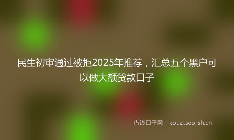 民生初审通过被拒2025年推荐，汇总五个黑户可以做大额贷款口子