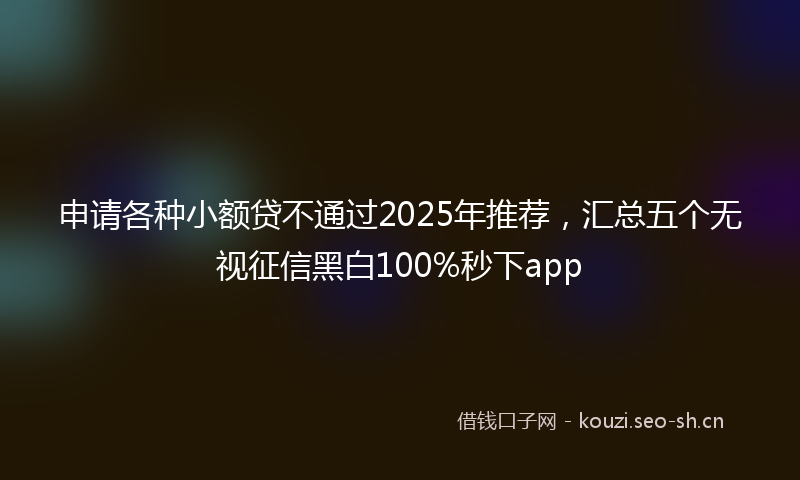 申请各种小额贷不通过2025年推荐，汇总五个无视征信黑白100%秒下app
