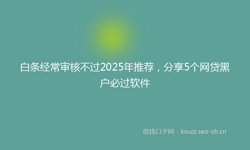 白条经常审核不过2025年推荐，分享5个网贷黑户必过软件