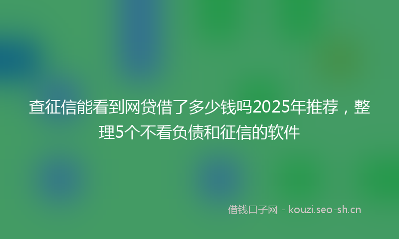 查征信能看到网贷借了多少钱吗2025年推荐，整理5个不看负债和征信的软件