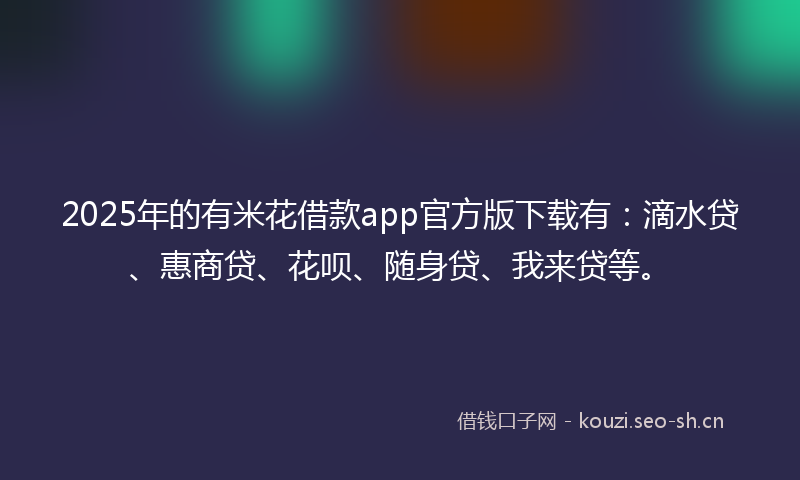 2025年的有米花借款app官方版下载有：滴水贷、惠商贷、花呗、随身贷、我来贷等。