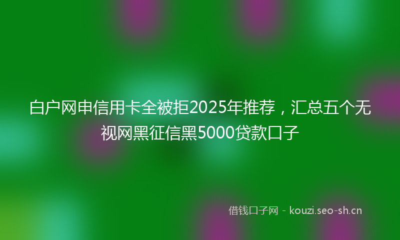 白户网申信用卡全被拒2025年推荐，汇总五个无视网黑征信黑5000贷款口子