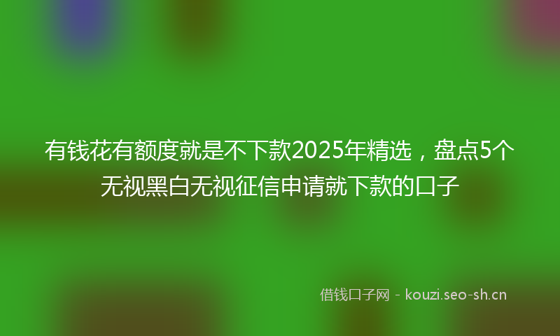 有钱花有额度就是不下款2025年精选，盘点5个无视黑白无视征信申请就下款的口子